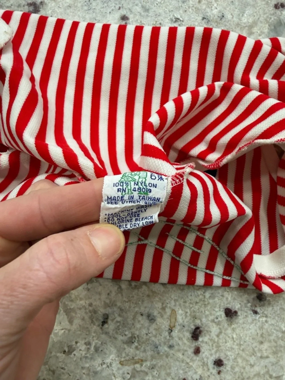 Rare Vintage 1960s Girls Swimsuit Red Striped Sea Creatures One Piece Size 6